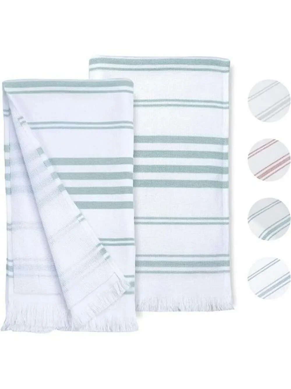 Mint Green Turkish Hand Towels Set of 2 Cotton Absorbent Soft Bathroom Towels